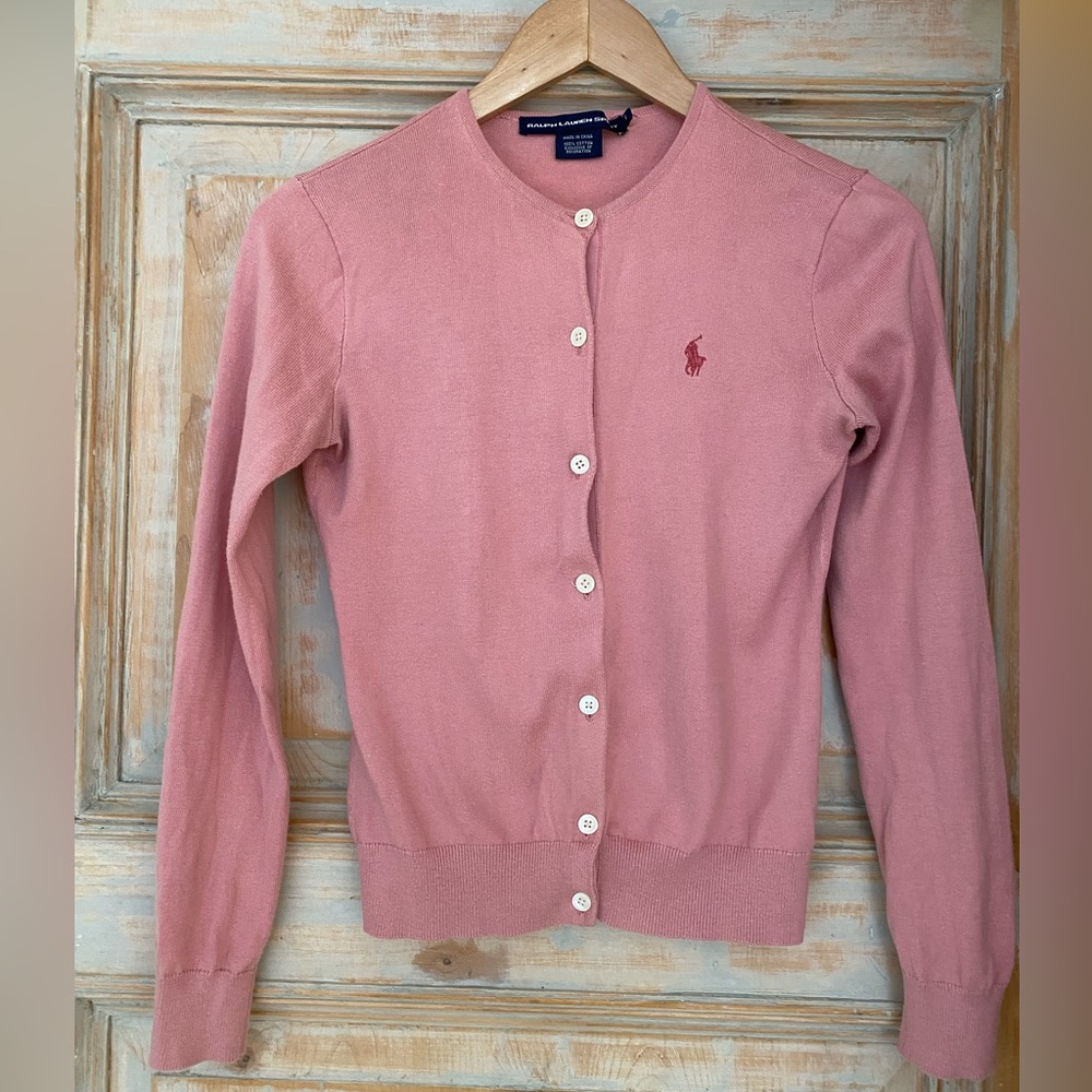 Ralph Lauren Pink Button Up Cardigan
